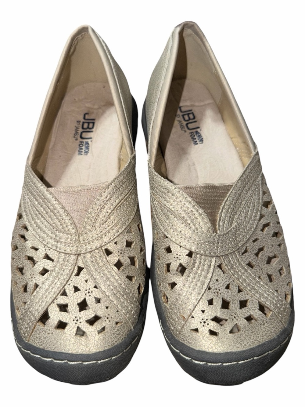 JBU Womens Metallic Champagne Slip-On Loafers